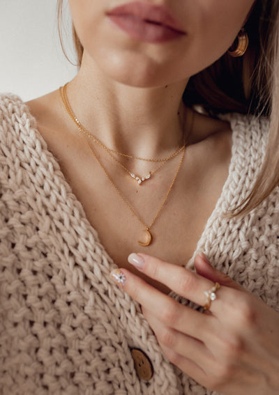 Gemstone Crown Necklace Sterling Silver Gold