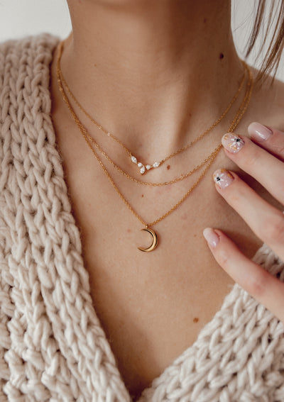 Gemstone Crown Necklace Sterling Silver Gold