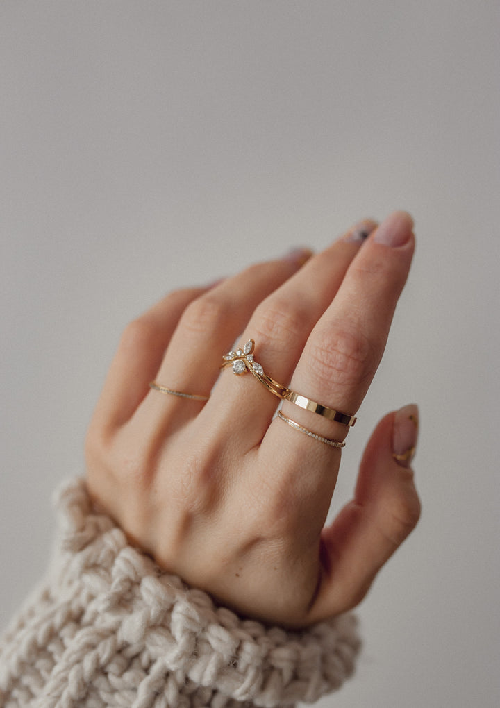 Bague Couronne Pierre Précieuse Argent Massif en Or