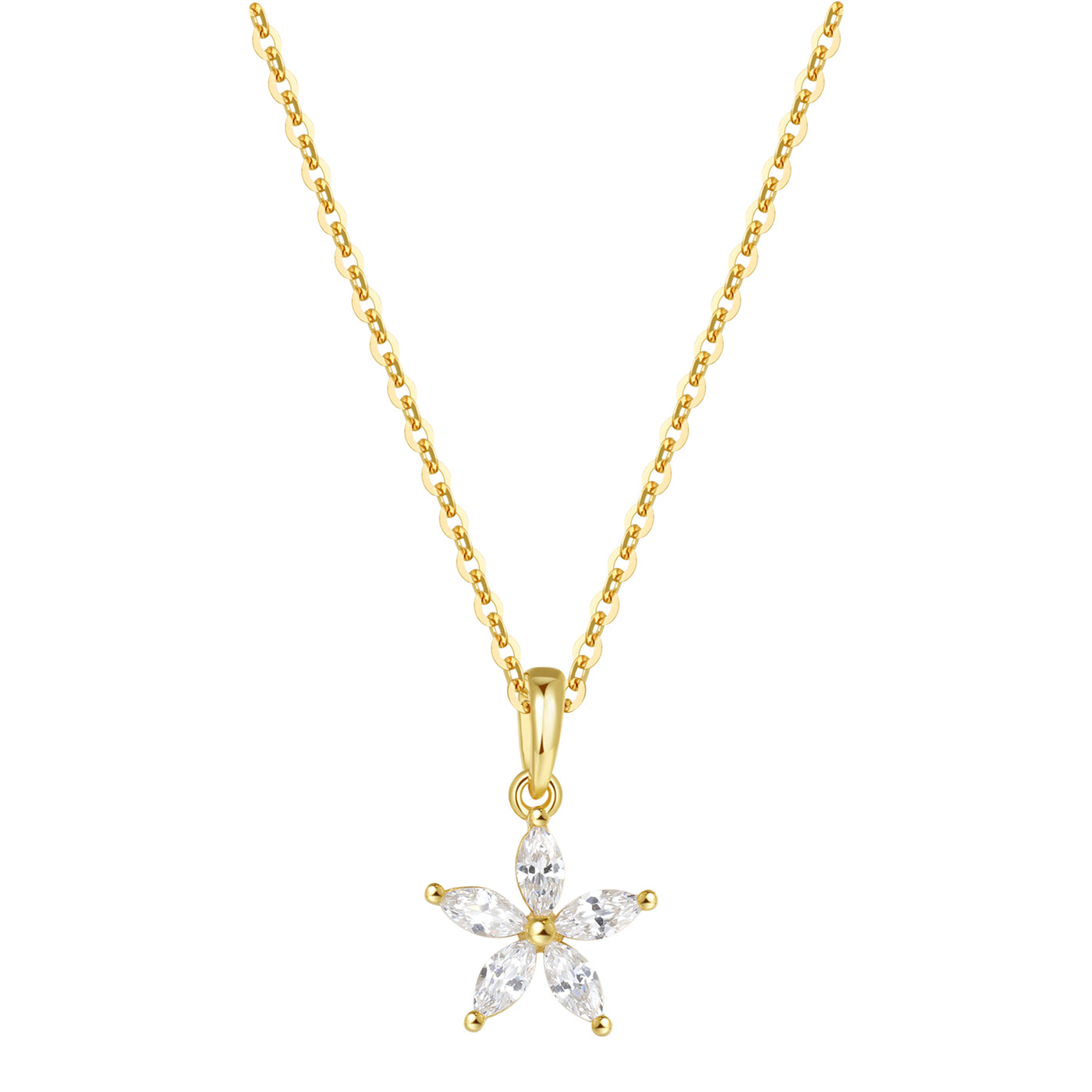 Gemstone Daisy Chain Necklace Sterling Silver Gold