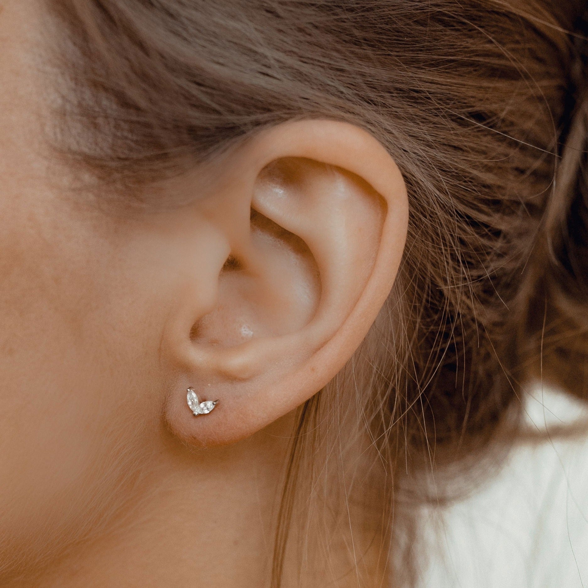 Pendientes de Botón Luciérnaga de Gema Plata de Ley 925