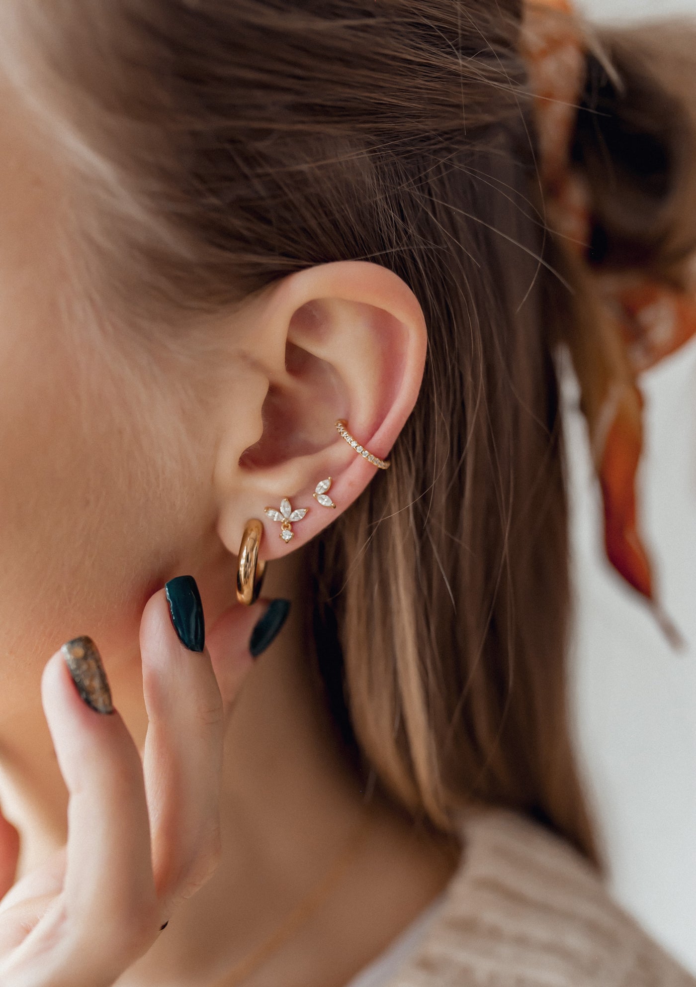 Gemstone Firefly Stud Earrings Sterling Silver Gold