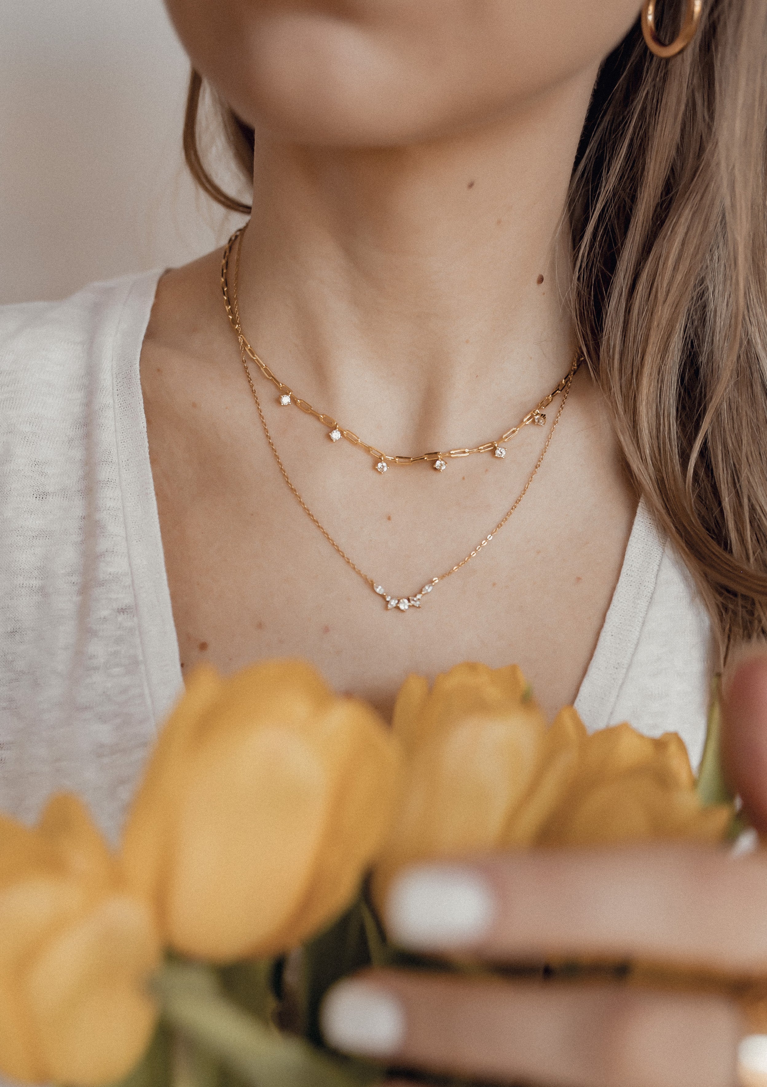 Fireworks Zirkonia Kette Vergoldeter Sterlingsilber