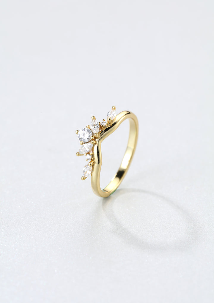 Bague Feux d'artifice Pierre Précieuse Argent Massif en Or