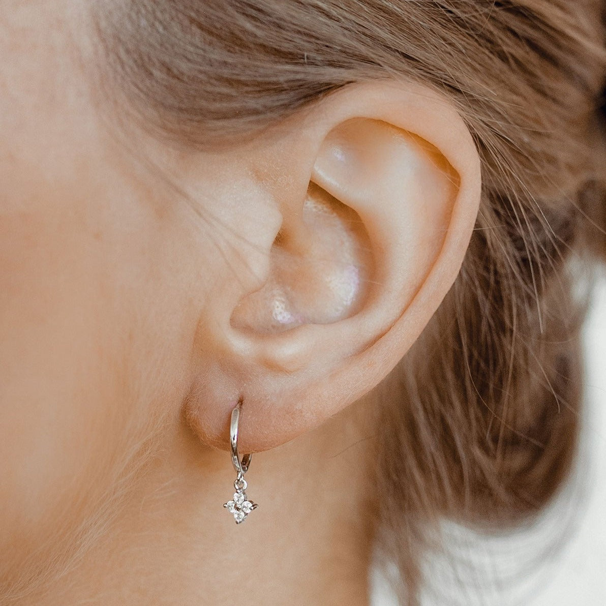 Gemstone Huggie Earrings Sterling Silver