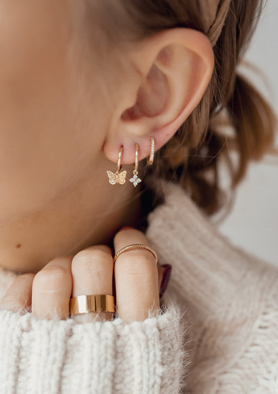 Pendientes Huggie con Gema de Plata de Ley 925
