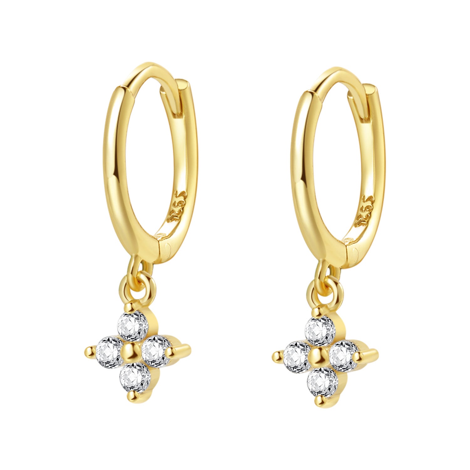 Pendientes Huggie con Gema de Plata de Ley 925