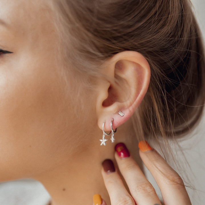 Gemstone Huggie Earrings Sterling Silver
