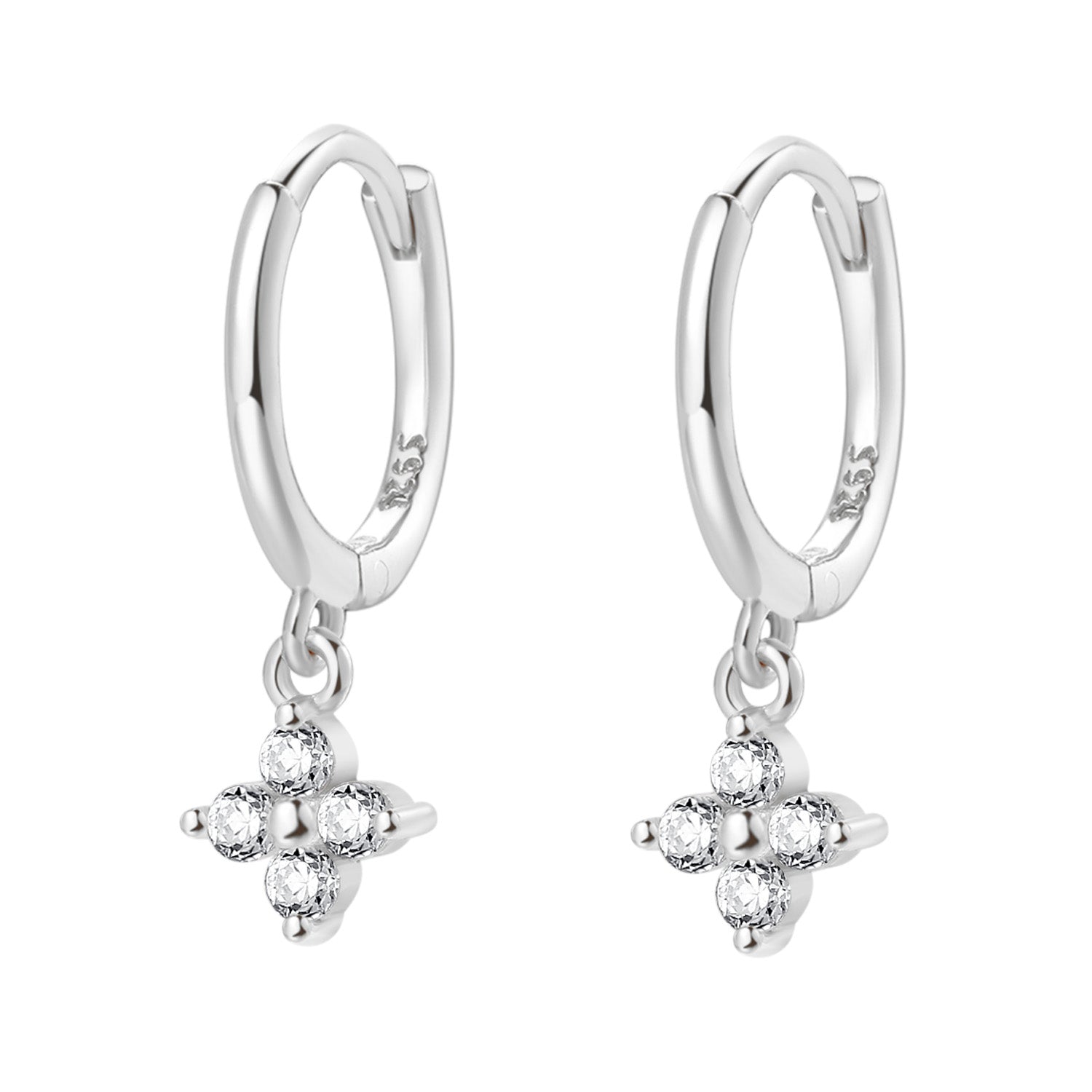 Pendientes Huggie con Gema de Plata de Ley 925