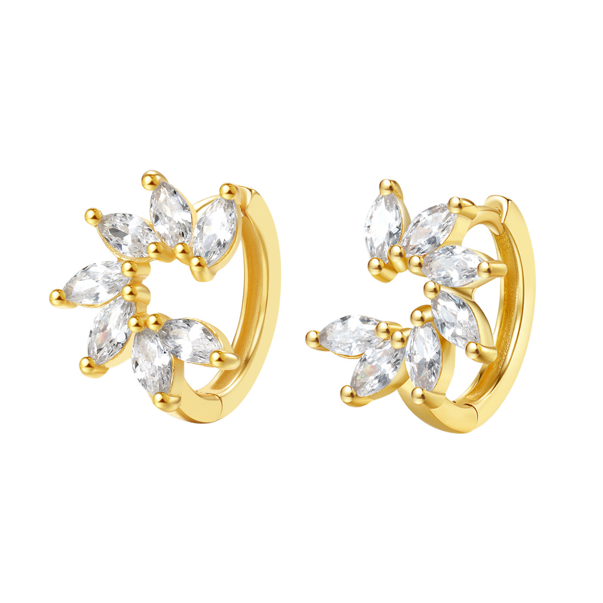 Pendientes Huggie Pétalo de Gema Plata de Ley 925