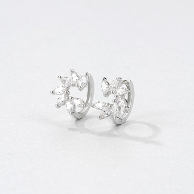 Pendientes Huggie Pétalo de Gema Plata de Ley 925