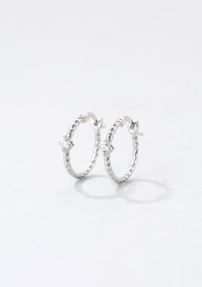 Gemstone Twist Huggie Earrings Sterling Silver