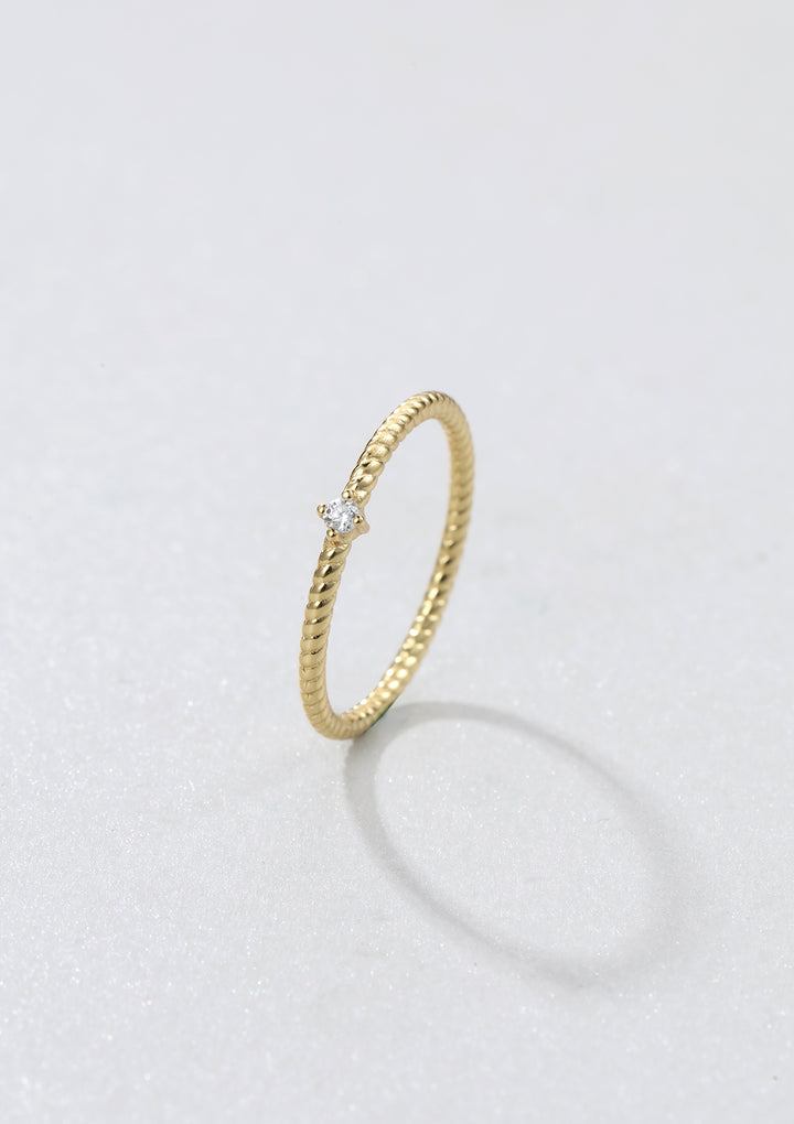 Bague Torsion Pierre Précieuse Argent Sterling en Or