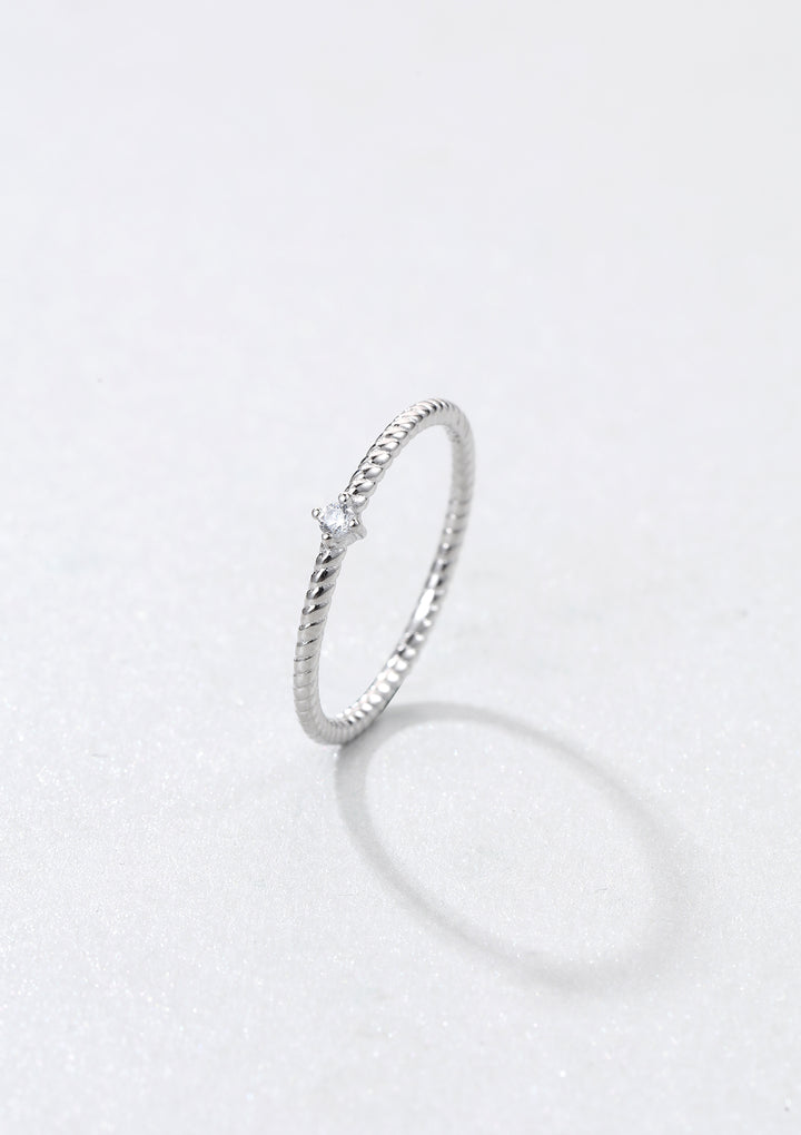 Bague Torsion Pierre Précieuse Argent Sterling
