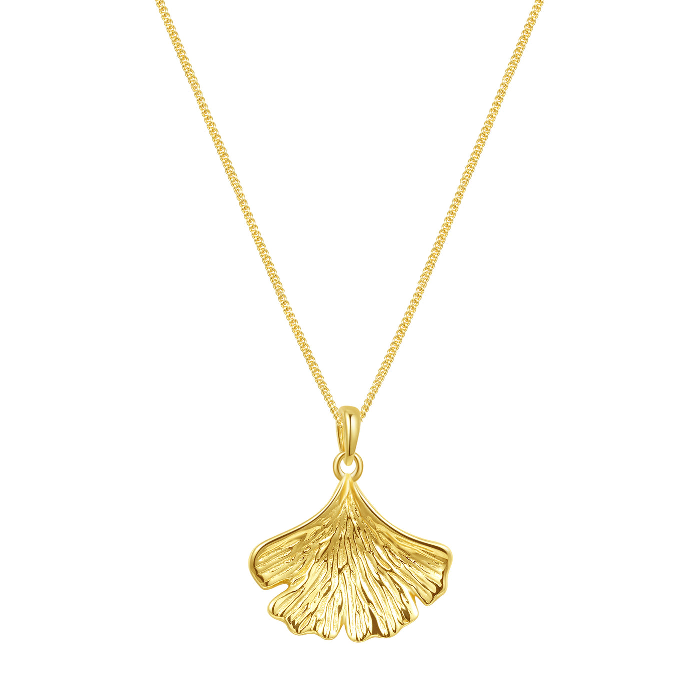 Collier Pendentif Feuille Ginkgo Argent Sterling en Or