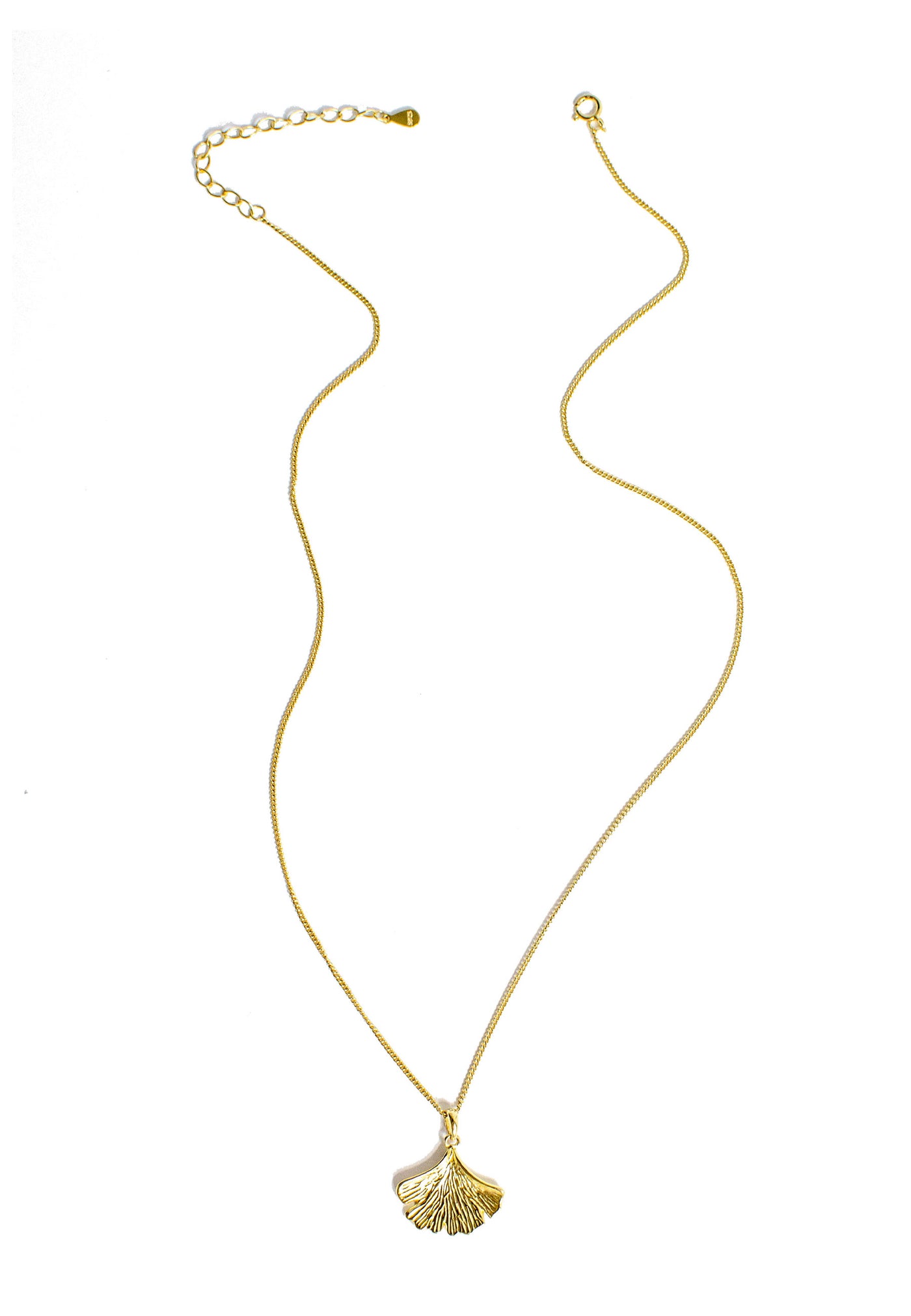 Collier Pendentif Feuille Ginkgo Argent Sterling en Or