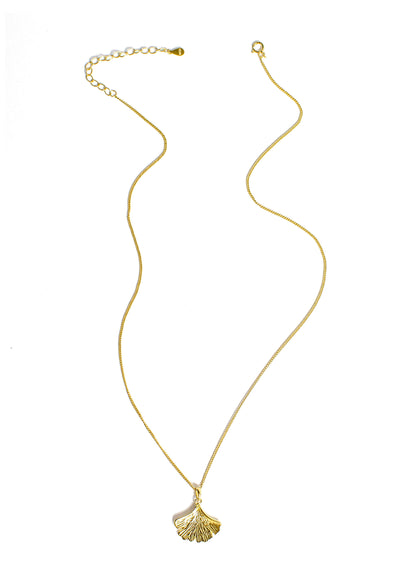 Collier Pendentif Feuille Ginkgo Argent Sterling en Or
