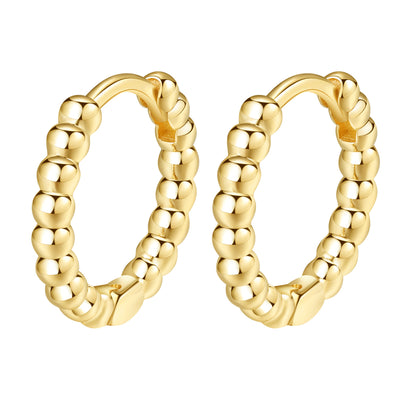 Pendientes Aro Beaded Destello en Oro Macizo 14K