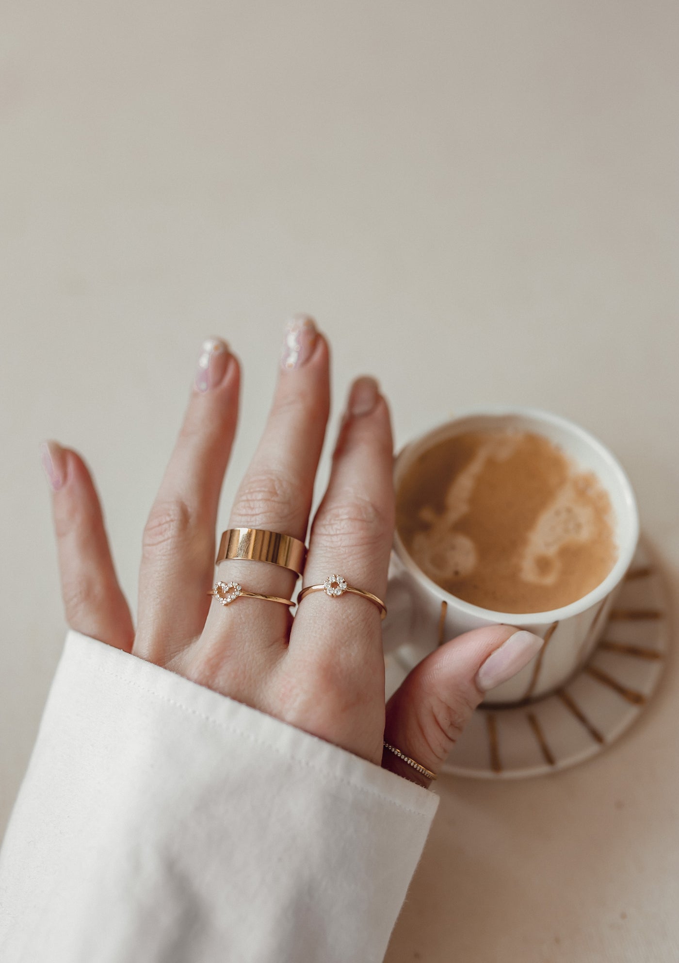 Glitter Circle Ring Sterling Silver Gold