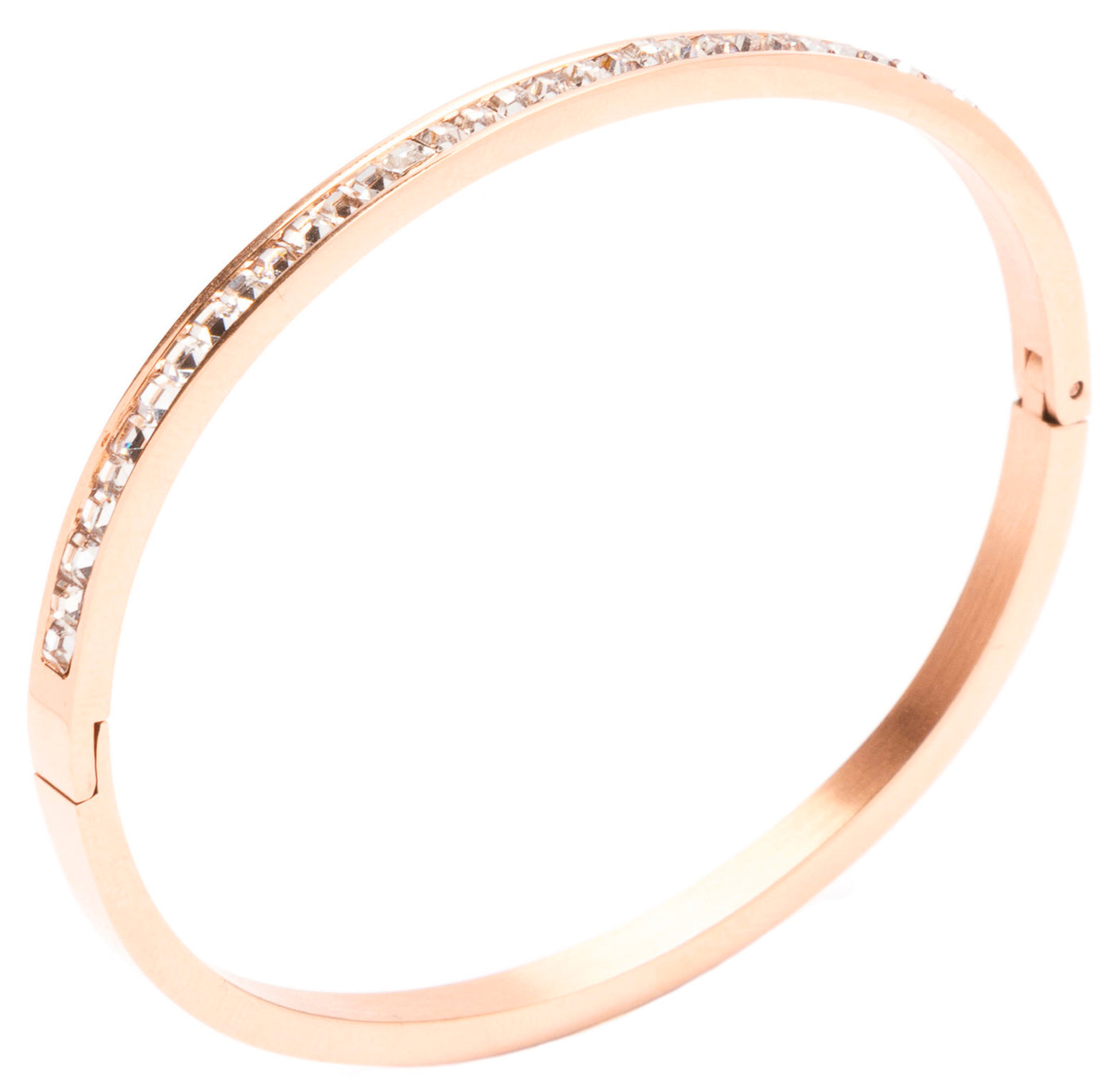 Brazalete Rígido con Brillo en Oro Rosa