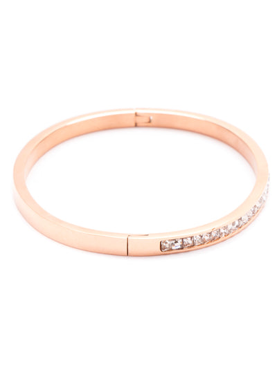 Brazalete Rígido con Brillo en Oro Rosa