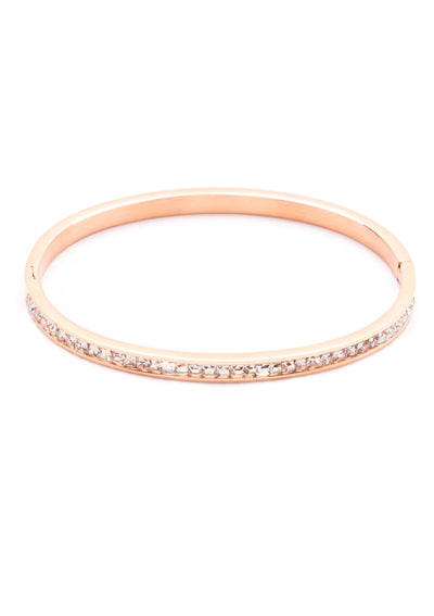 Brazalete Rígido con Brillo en Oro Rosa