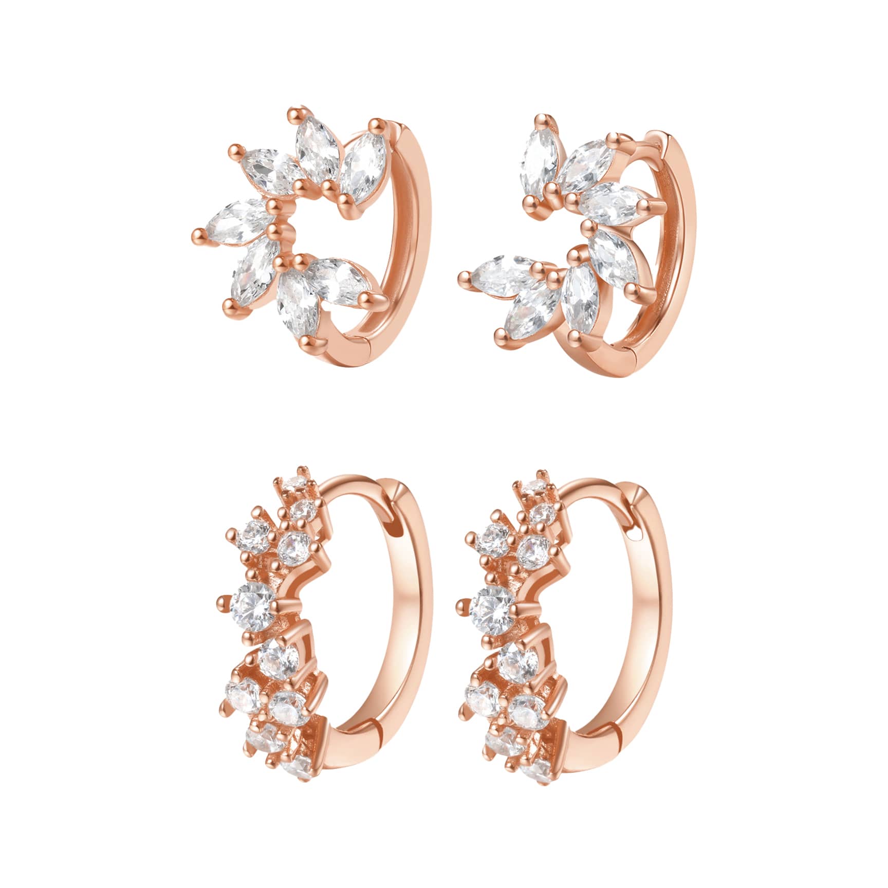 Glitter Duo Ohrringe Set aus Sterlingsilber