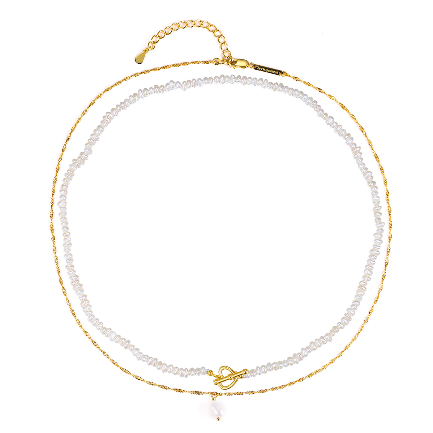 Conjunto de Collares con Perla Plata de Ley 925 en Oro