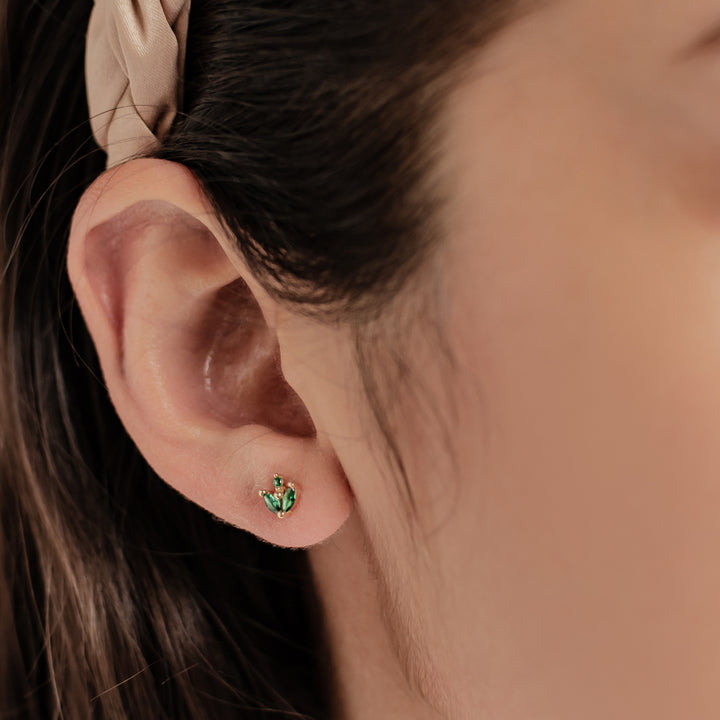 Boucles d'oreilles Luciole Gemme Verte Argent Sterling