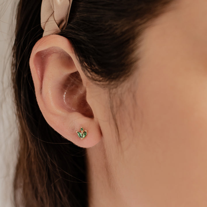 Boucles d'oreilles Luciole Gemme Verte Argent Sterling