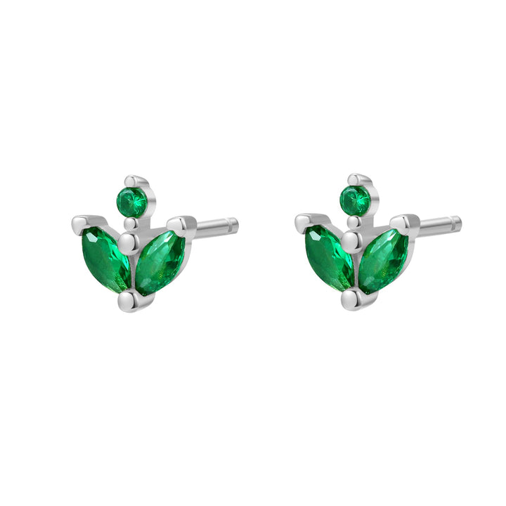 Pendientes Botón Luciérnaga Gema Verde Plata de Ley 925
