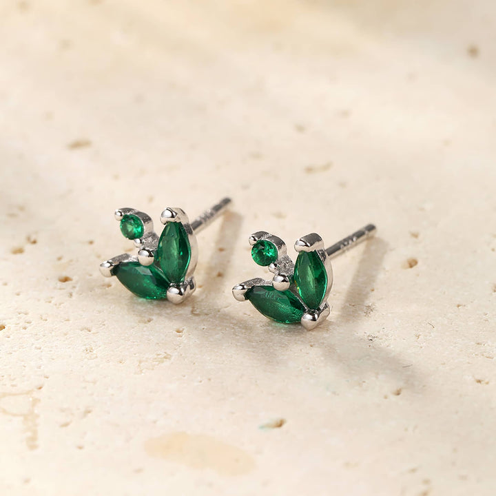 Boucles d'oreilles Luciole Gemme Verte Argent Sterling