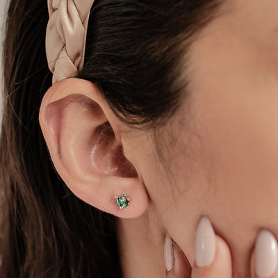 Green Gemstone Firefly Stud Earrings Sterling Silver