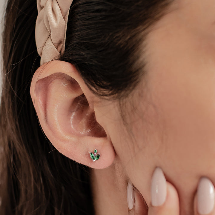 Boucles d'oreilles Luciole Gemme Verte Argent Sterling
