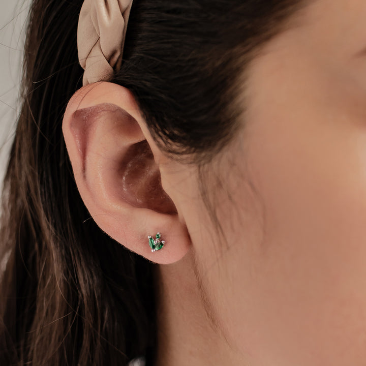 Boucles d'oreilles Luciole Gemme Verte Argent Sterling
