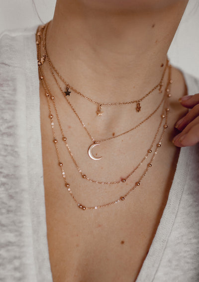 Collier Délicat Demi Lune Or Rose