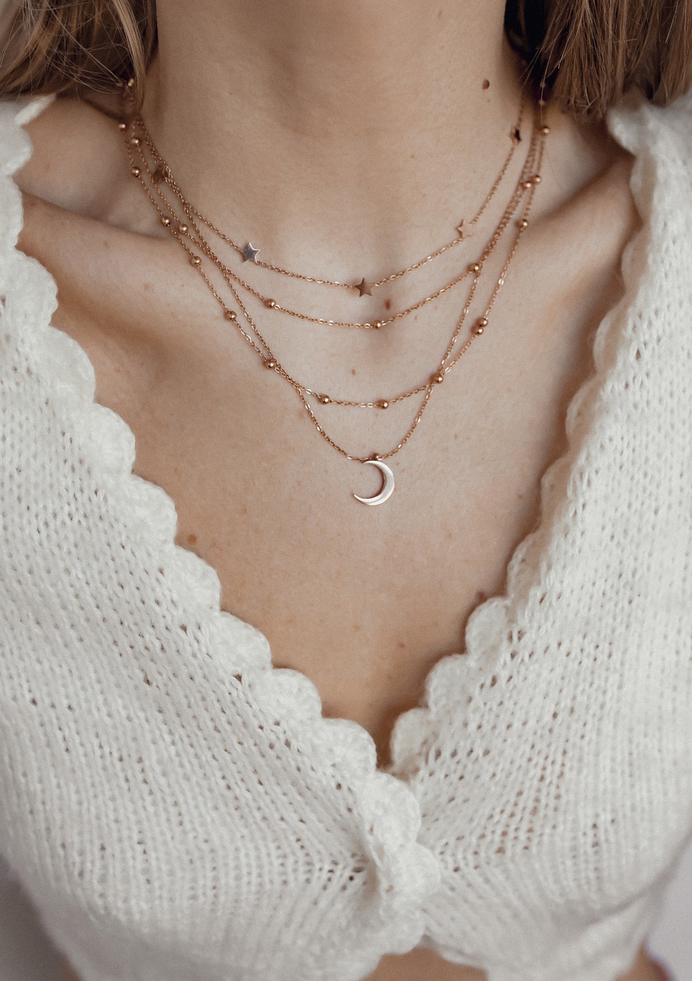 Collier Délicat Demi Lune Or Rose