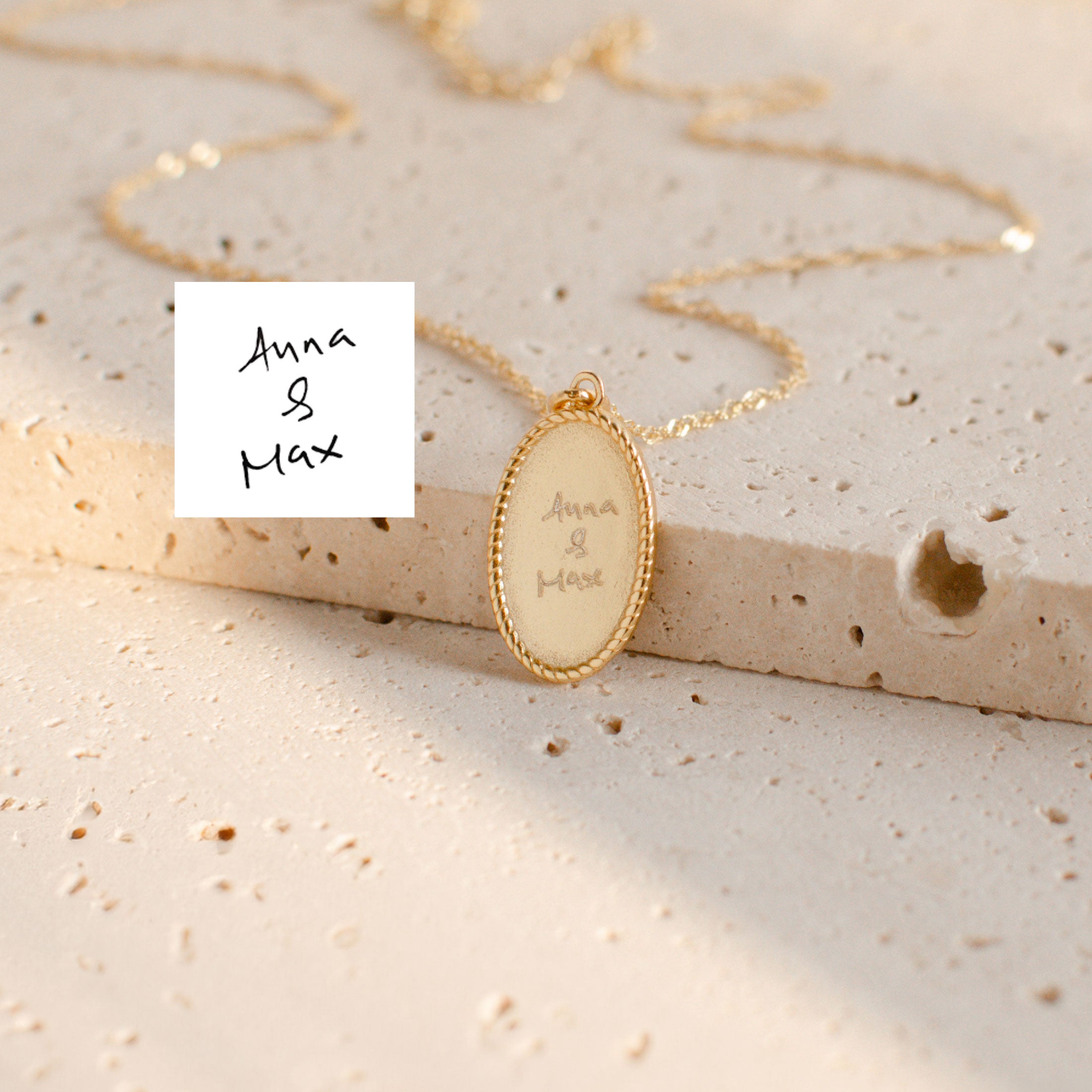 Handschrift Anhänger Kette aus Sterlingsilber