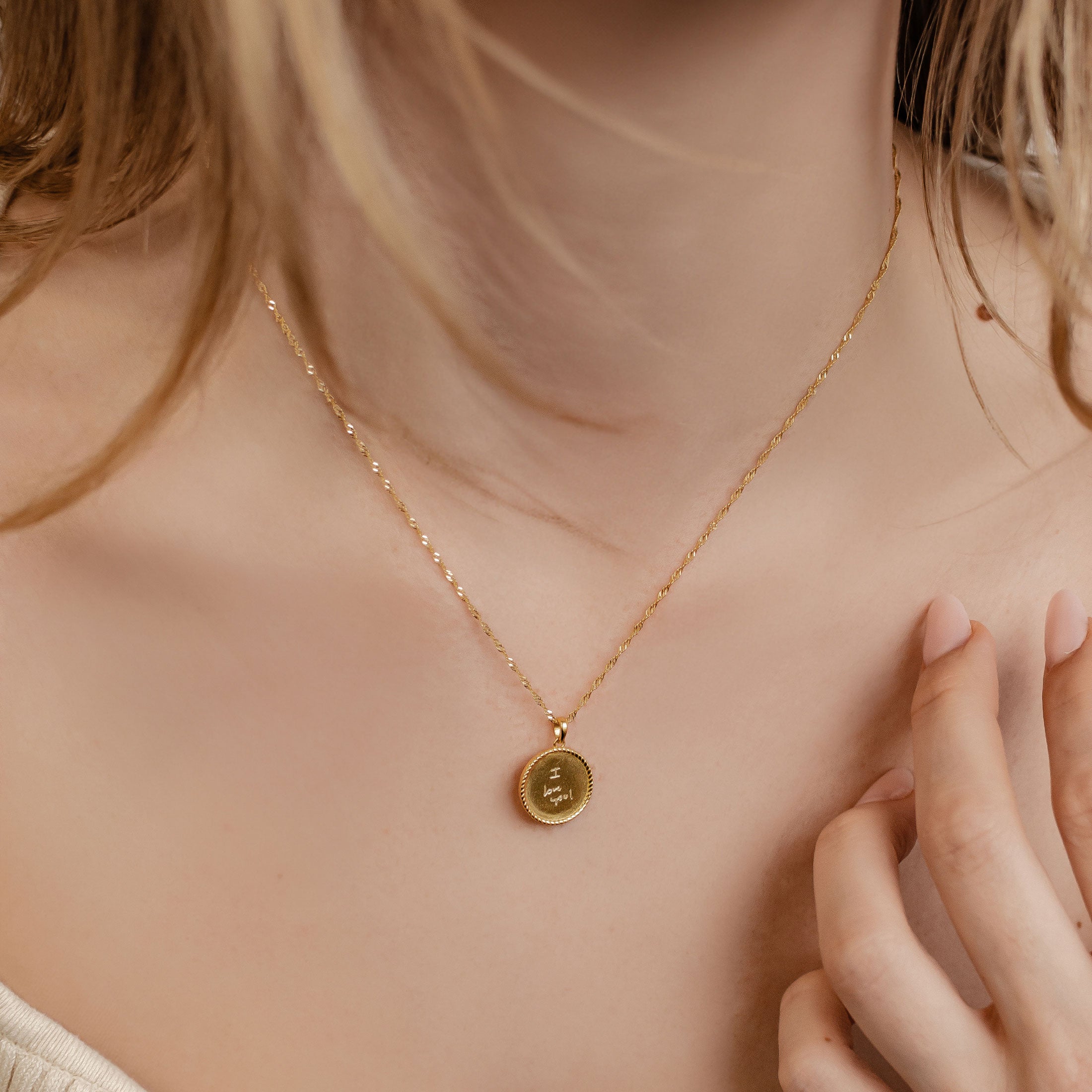 Handschrift Anhänger Kette aus Sterlingsilber