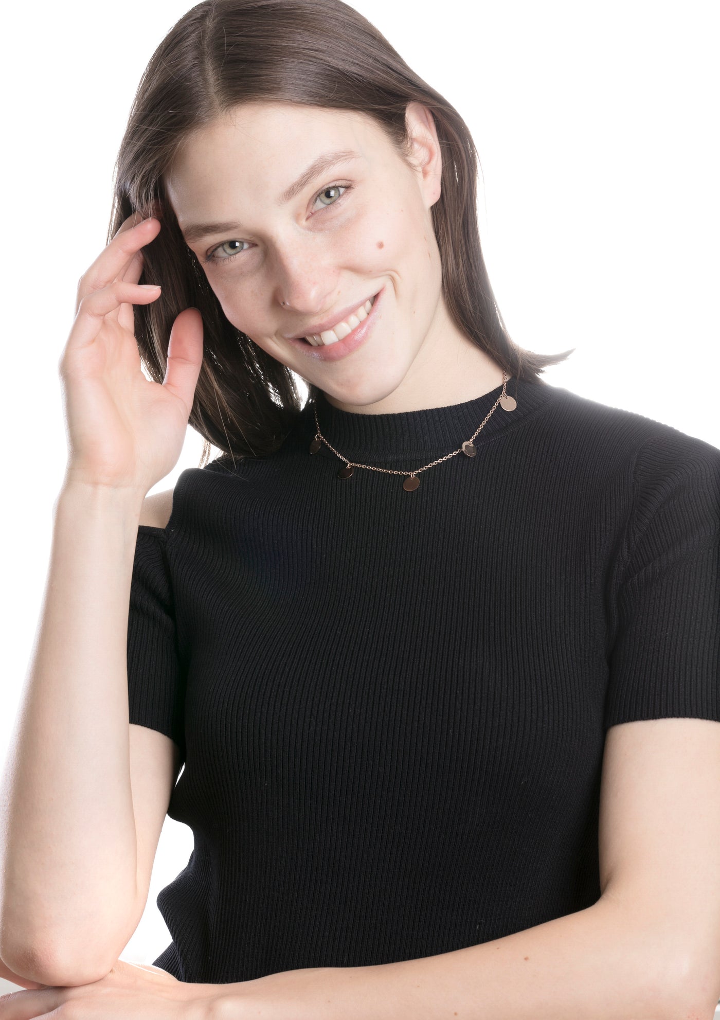 Collar con Círculo Happiness en Oro Rosa