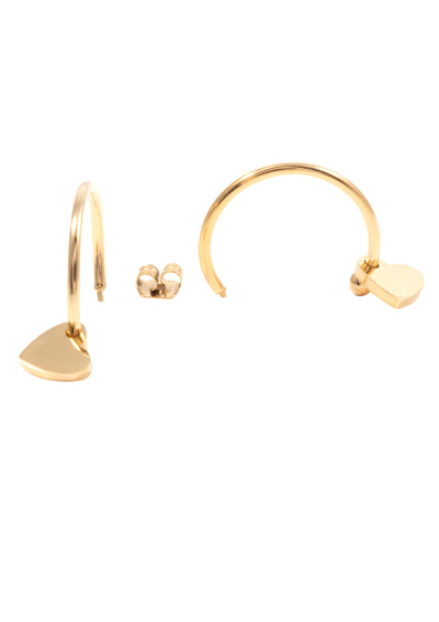 Heart Charm Hoop Earrings Gold