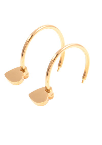 Heart Charm Hoop Earrings Gold