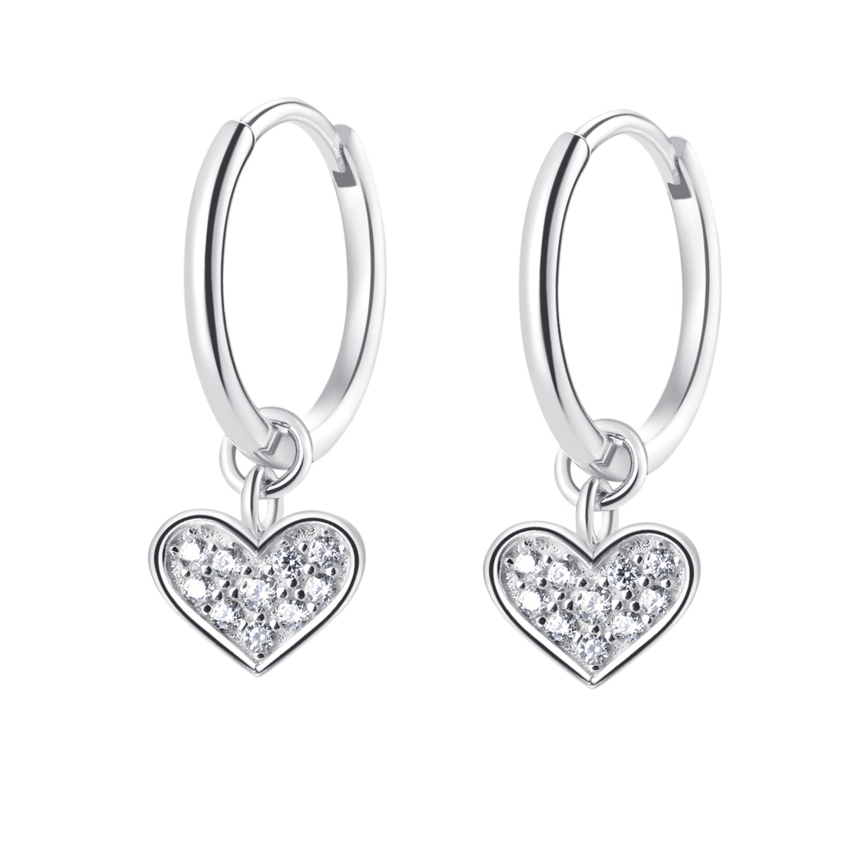 Créoles Charme Coeur Sterling Argent