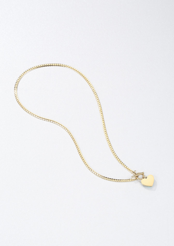 Collier Breloque Cœur Chaîne T-Barre en Or