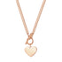 Heart Charm T-Bar Chain Necklace Rose Gold