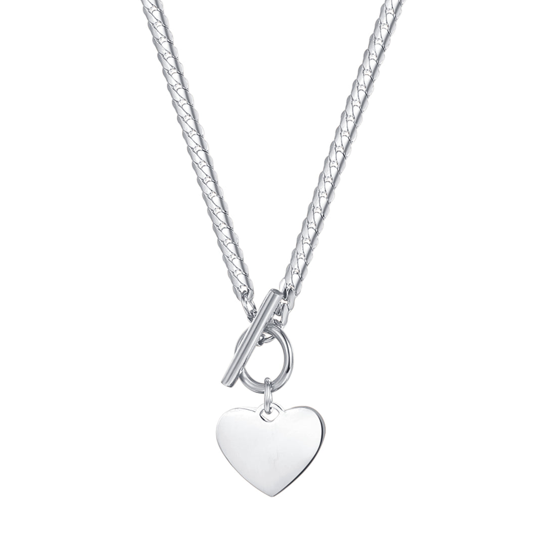 Heart Charm T-Bar Chain Necklace Silver – Hey Happiness