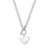 Heart Charm T-Bar Chain Necklace Silver