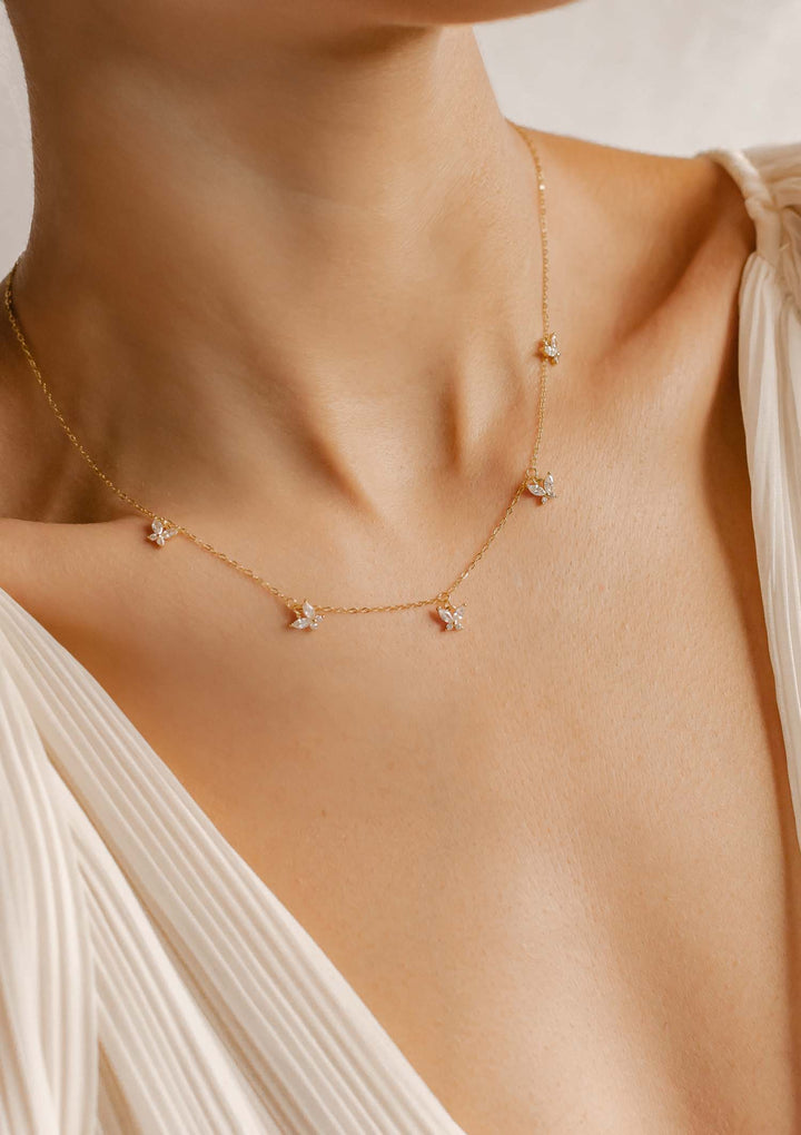 Kette Schmetterling Anhänger mit Schmucksteinen Sterlingsilber