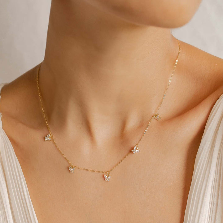 Kette Schmetterling Anhänger mit Schmucksteinen Sterlingsilber