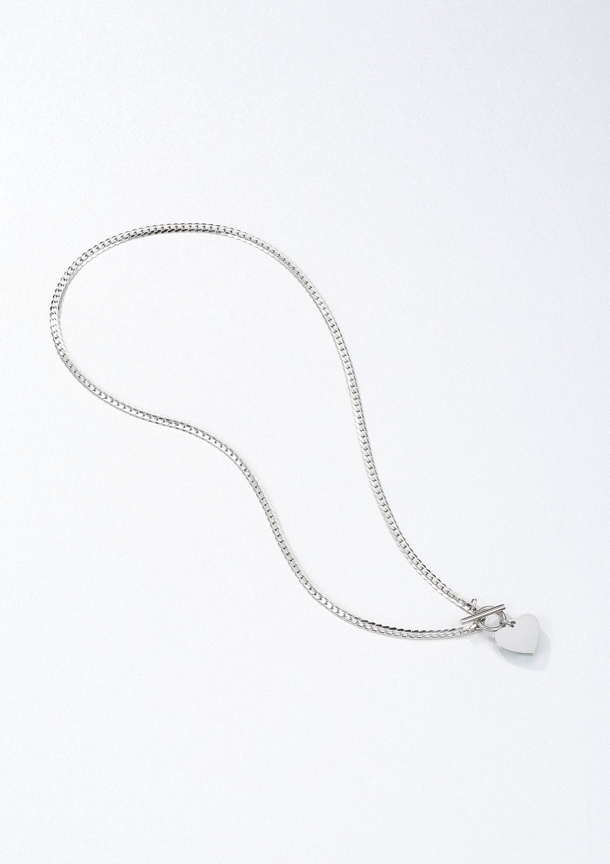 Collier Breloque Coeur Chaîne T-Barre en Argent